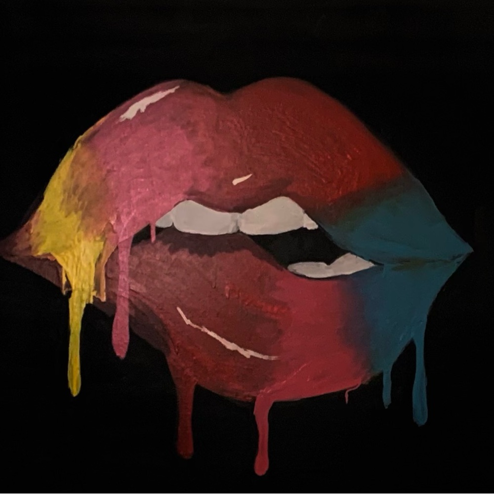 Colorful Dripping Lips Wall Art